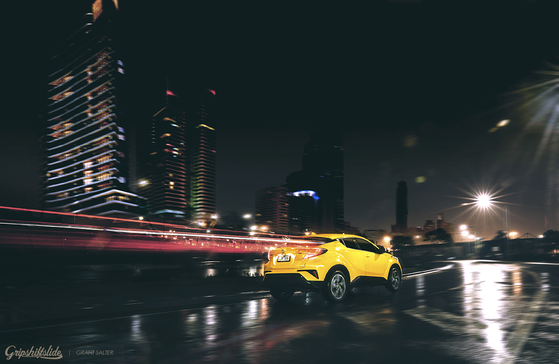 city at night with the all new toyota C-HR